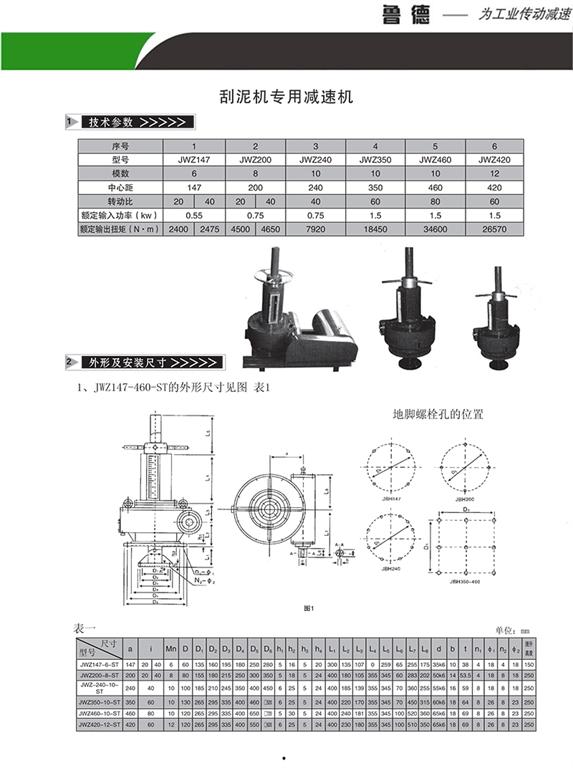 JWZ刮泥机专用减速机参数